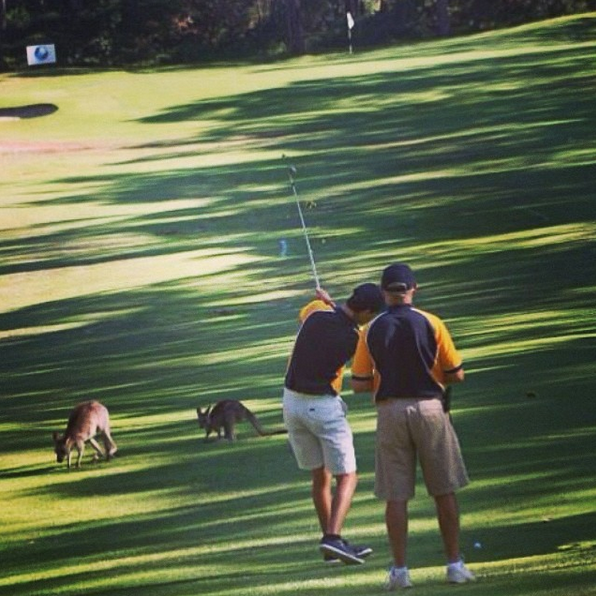 Jeremy and his dad at the World Bling Golf Championship in Australia. Photo: Jeremy Poincenot/Instagram